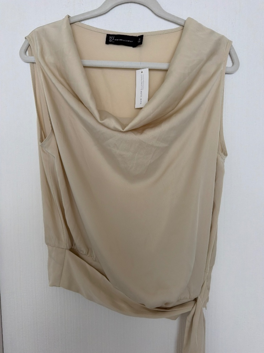 New York & Company Ivory Cowl Neck Draped Top Size Medium NWT